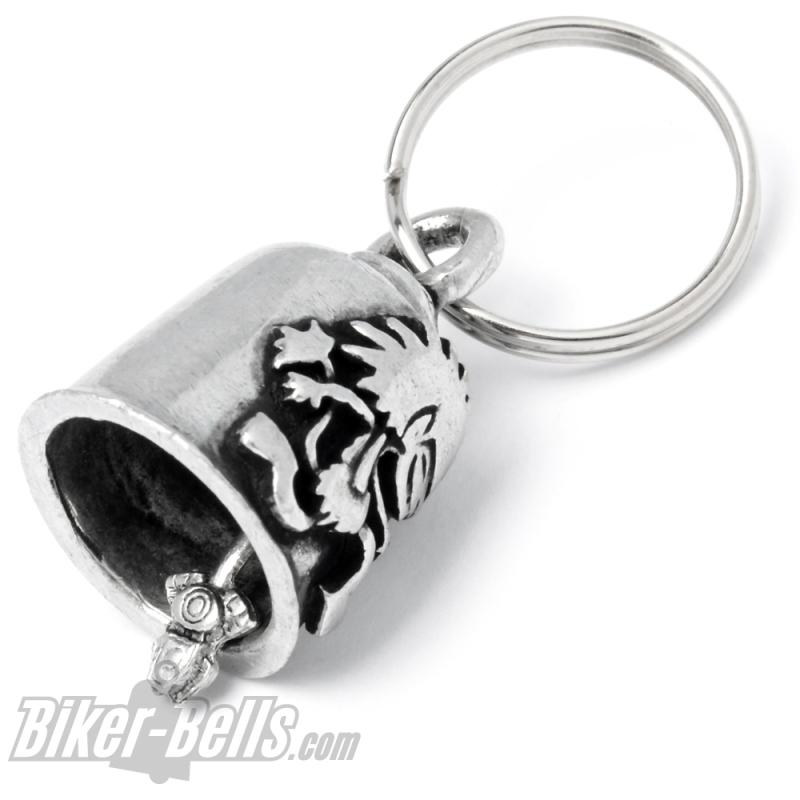 Biker-Bell mit kleinem Kobold Gremlin Bell Logo Motorrad Glücksbringer Geschenk