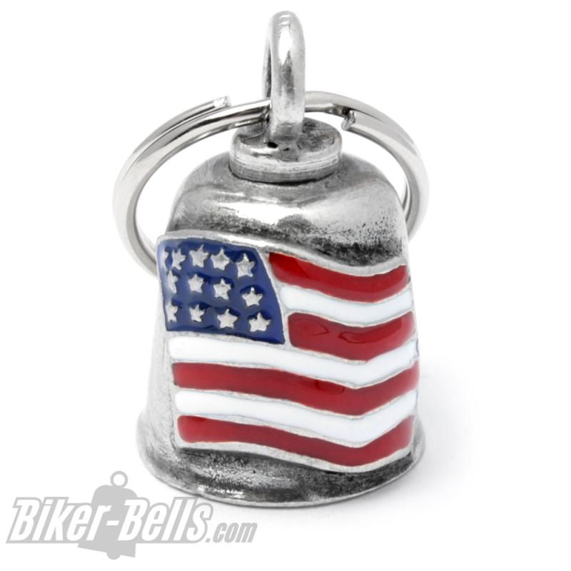 Biker-Bell With US Flag Stars And Stripes Motorcycle Lucky Charm Gremlin Bell