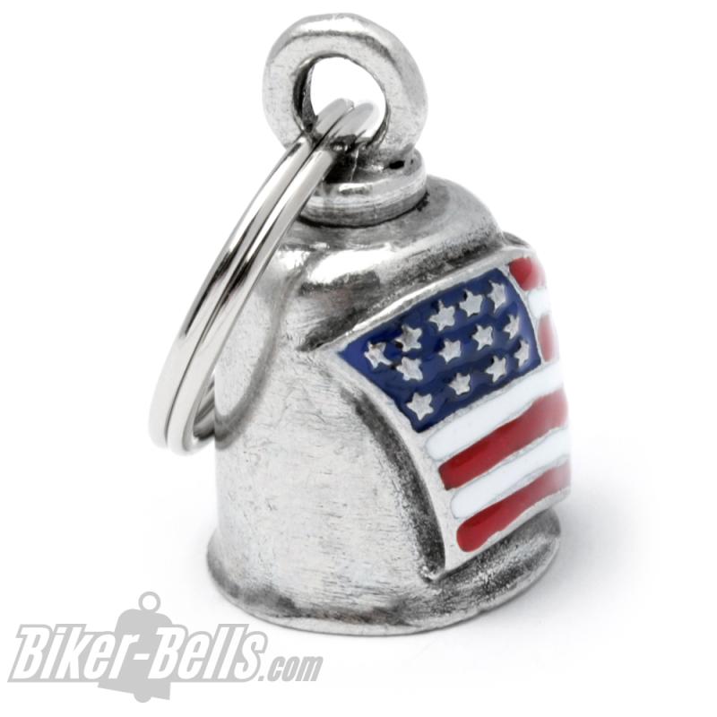 Biker-Bell With US Flag Stars And Stripes Motorcycle Lucky Charm Gremlin Bell