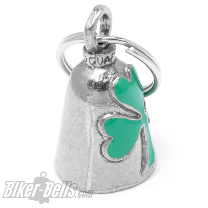 Guardian Bell mit grünem Kleeblatt Glücksbringer Motorrad-Glocke Biker Geschenk
