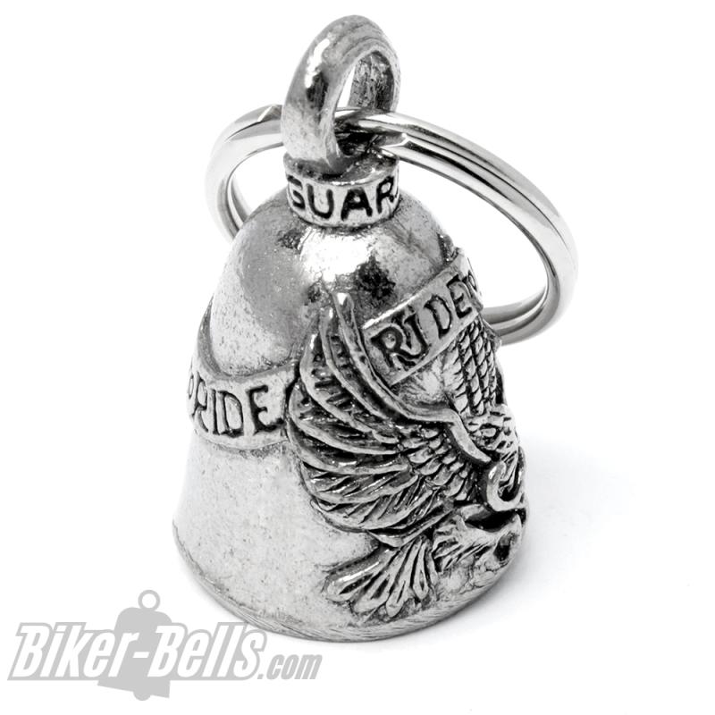 Guardian Bell Eagle with Live To Ride Banner in his Beak Motorcycle Bell Gift