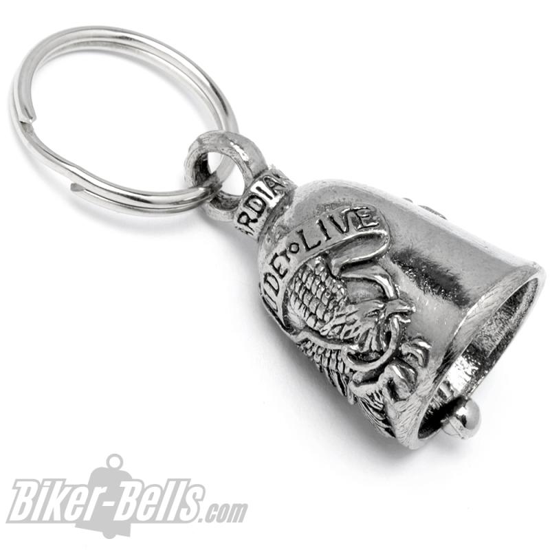 Guardian Bell Eagle with Live To Ride Banner in his Beak Motorcycle Bell Gift