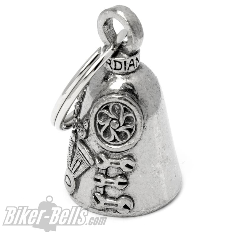 Motorcycle Love Guardian Bell Bikers LOVE made of Engine Wrenches Wheel and Bike Chain