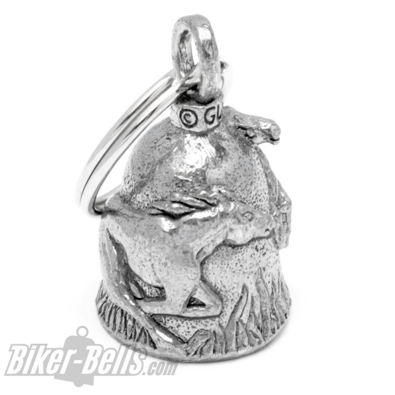 Mustang Guardian Bell mit Pferden Iron Horses Motorrad-Glocke Glücksglöckchen