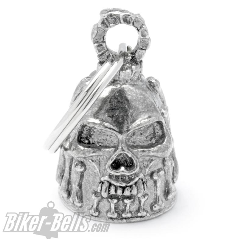 Skull Guardian Bell With Strung Bones Woodoo Skulls Protection Bells