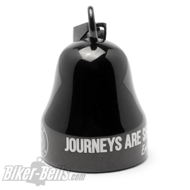 "Journeys Are Shorter If You Ride Fast, Enjoy The Ride" schwarze Mot Roll Glocke