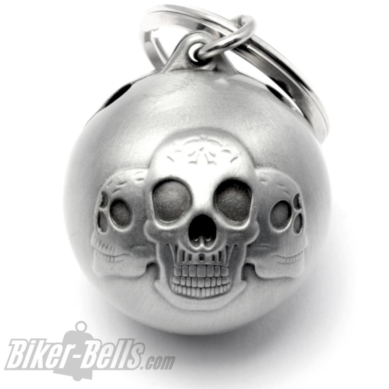 Ryder Ball With 3 Skulls Skull Biker-Bell Ball Biker Lucky Charm Gift