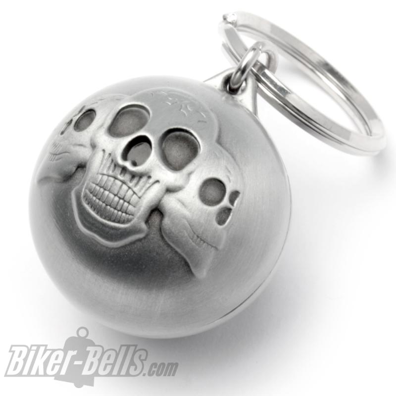 Ryder Ball mit 3 Totenköpfen Skull Biker-Bell Kugel Biker Glücksbringer Geschenk