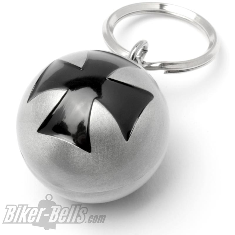 Ryder Ball With Large Iron Cross Motorcycle Lucky Charm Biker-Bell Gift