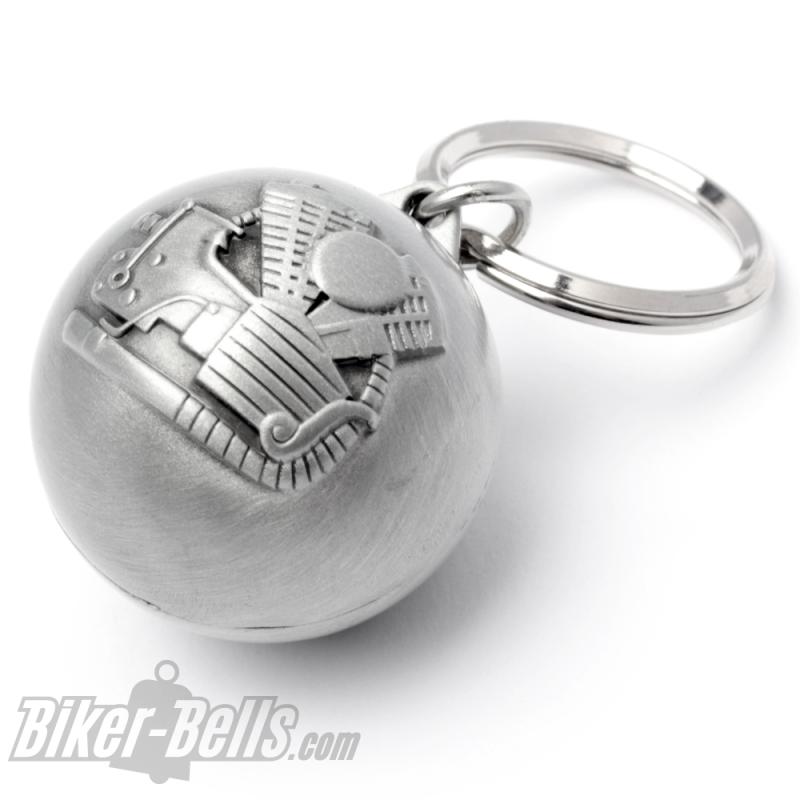 Ryder Ball mit V2 Motorblock Biker-Bell Kugel Glücksbringer Motorradfahrer Geschenk