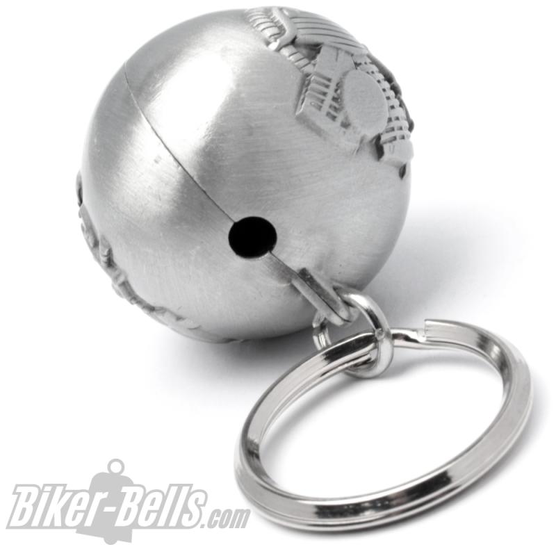 Ryder Ball mit V2 Motorblock Biker-Bell Kugel Glücksbringer Motorradfahrer Geschenk