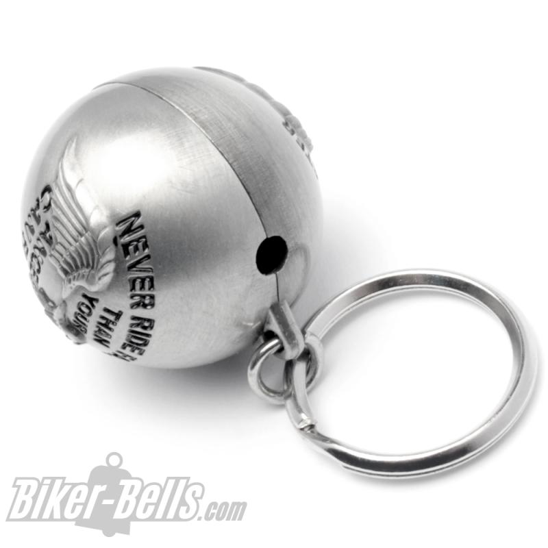 Never Ride Faster Than Your Angel Can Fly Ryder Ball Biker-Bell Lucky Charm