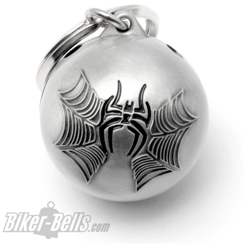 Ryder Ball With Spider In Spider Web Ball Biker-Bell Motorcycle Lucky Charm Bell