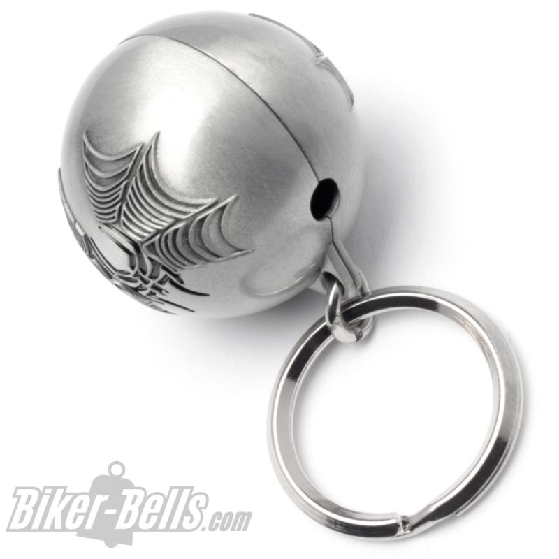 Ryder Ball With Spider In Spider Web Ball Biker-Bell Motorcycle Lucky Charm Bell