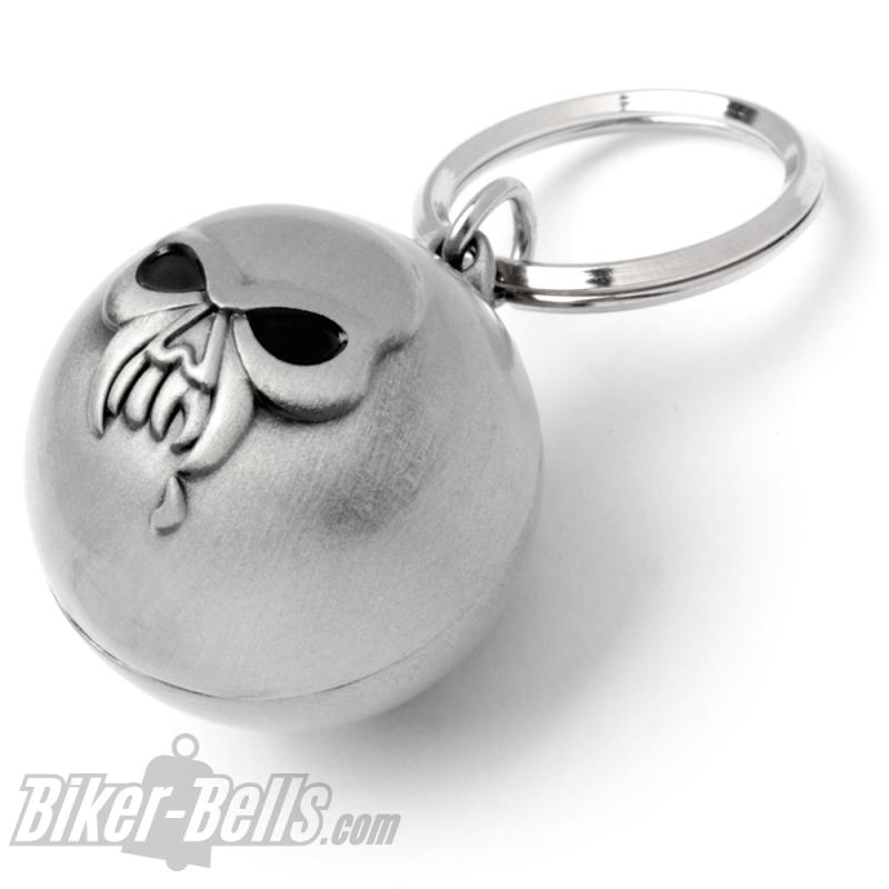 Totenkopf Ryder Ball mit Vampirzähnen und Blutstropfen Biker Glücksbringer Glocke