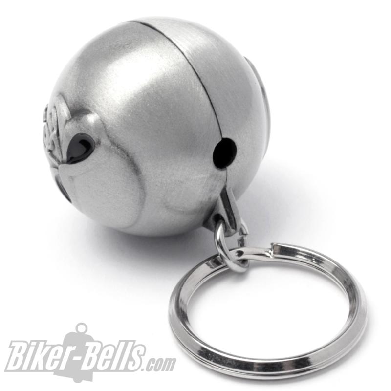 Totenkopf Ryder Ball mit Vampirzähnen und Blutstropfen Biker Glücksbringer Glocke