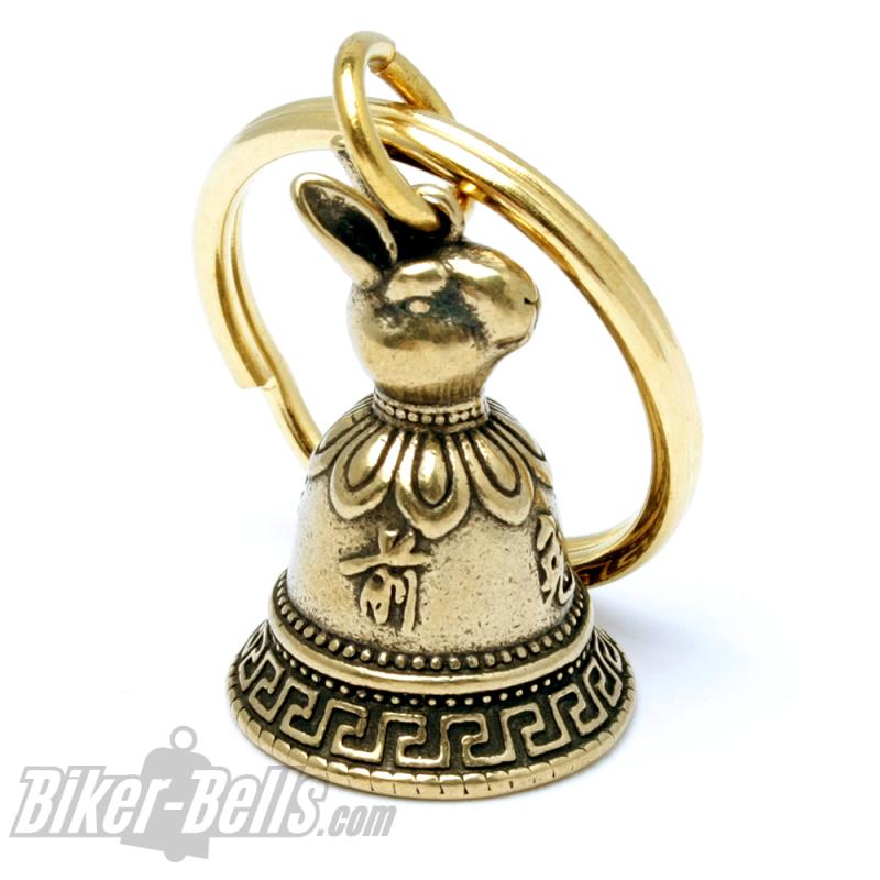 Mini Bell with Chinese Zodiac Rabbit Lucky Charm Brass Tibet Bell