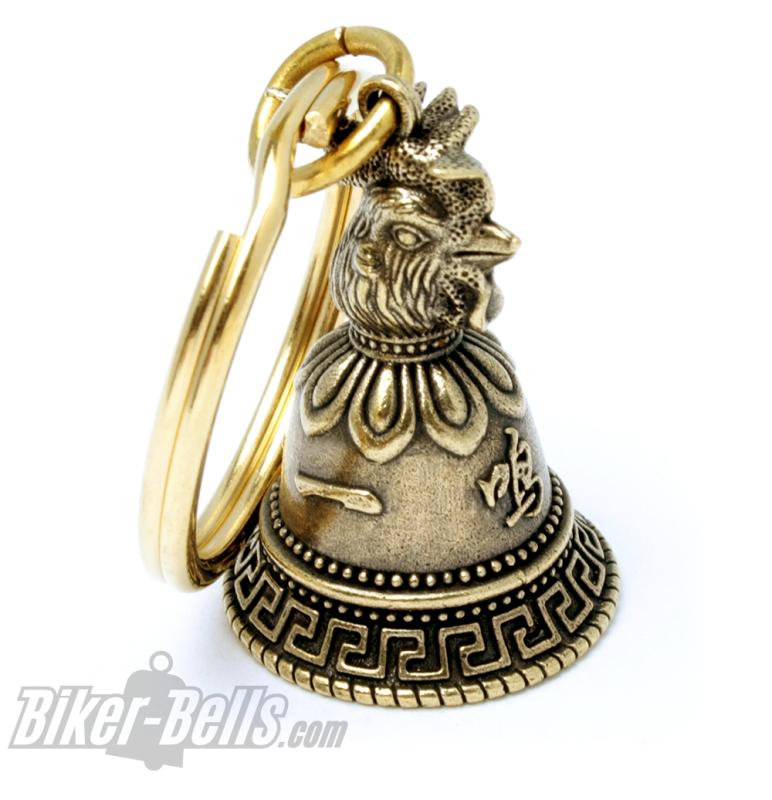 Biker-Bell aus Edelstahl mit Lilien-Kreuz Motorrad Glücksglocke silber Fleur de Lis