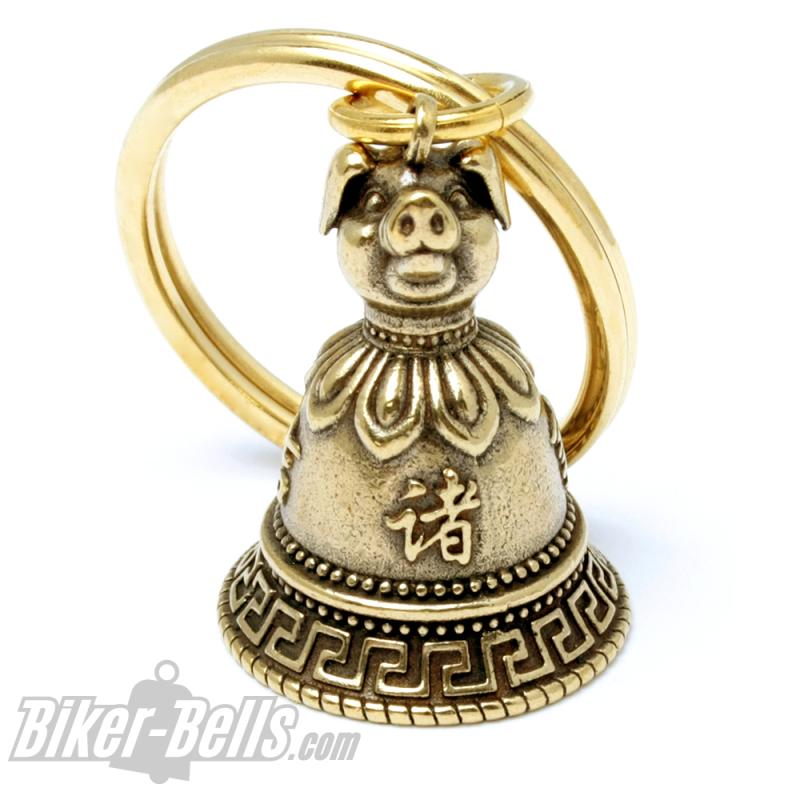 Biker-Bell aus Edelstahl mit Lilien-Kreuz Motorrad Glücksglocke silber Fleur de Lis