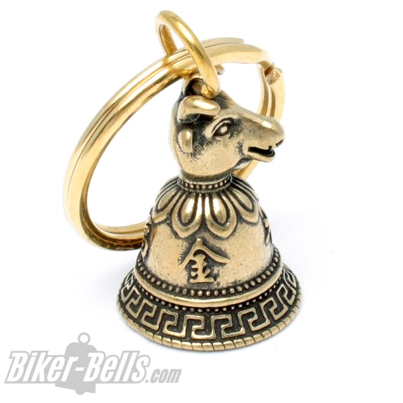 Small Lucky Charm Bell with Zodiac Bull Brass Tibet Bell