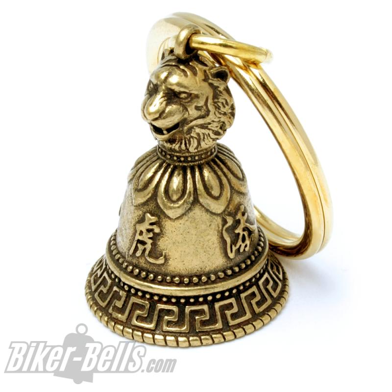 Small Tibetan Bell with Tiger Decorated Brass Lucky Charm Tibet Bell