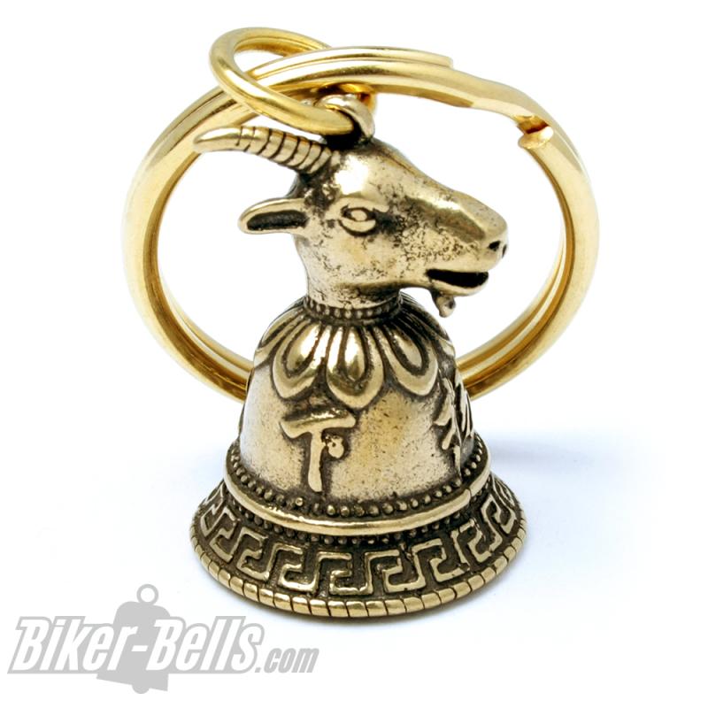 Biker-Bell aus Edelstahl mit Lilien-Kreuz Motorrad Glücksglocke silber Fleur de Lis