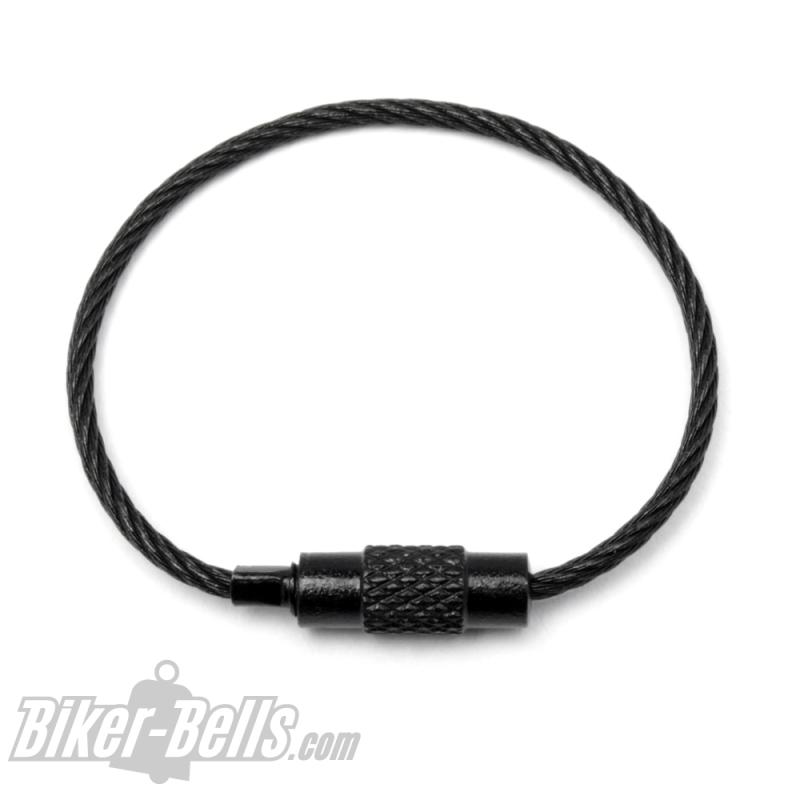 10cm Black Steel Cable with Screw Cap to Attach Biker-Bells to Motorcycle