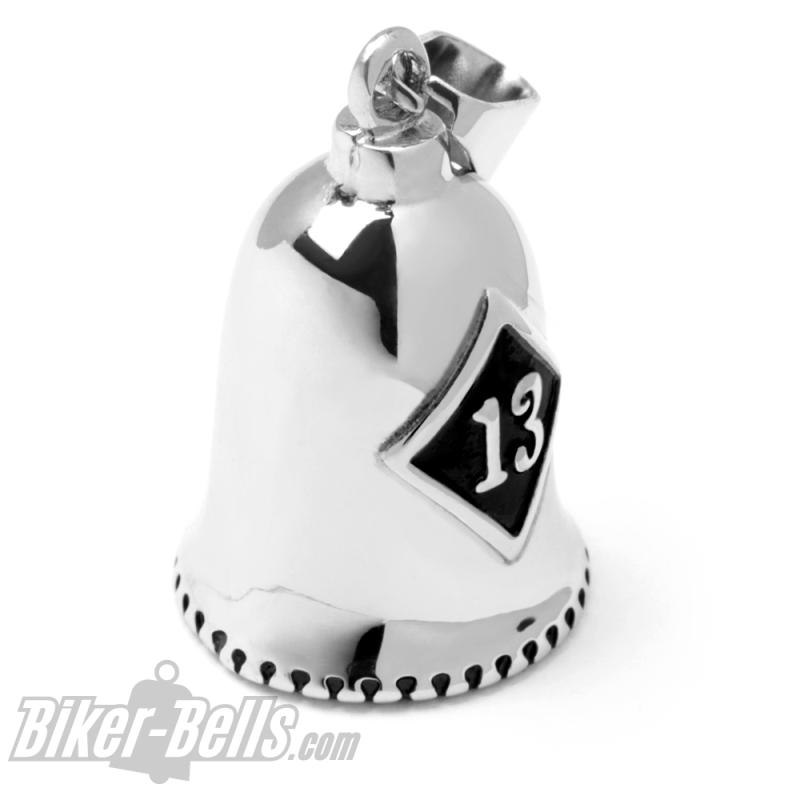 Lucky 13 Biker-Bell aus poliertem Edelstahl Motorrad Glücksbringer Glocke Geschenk