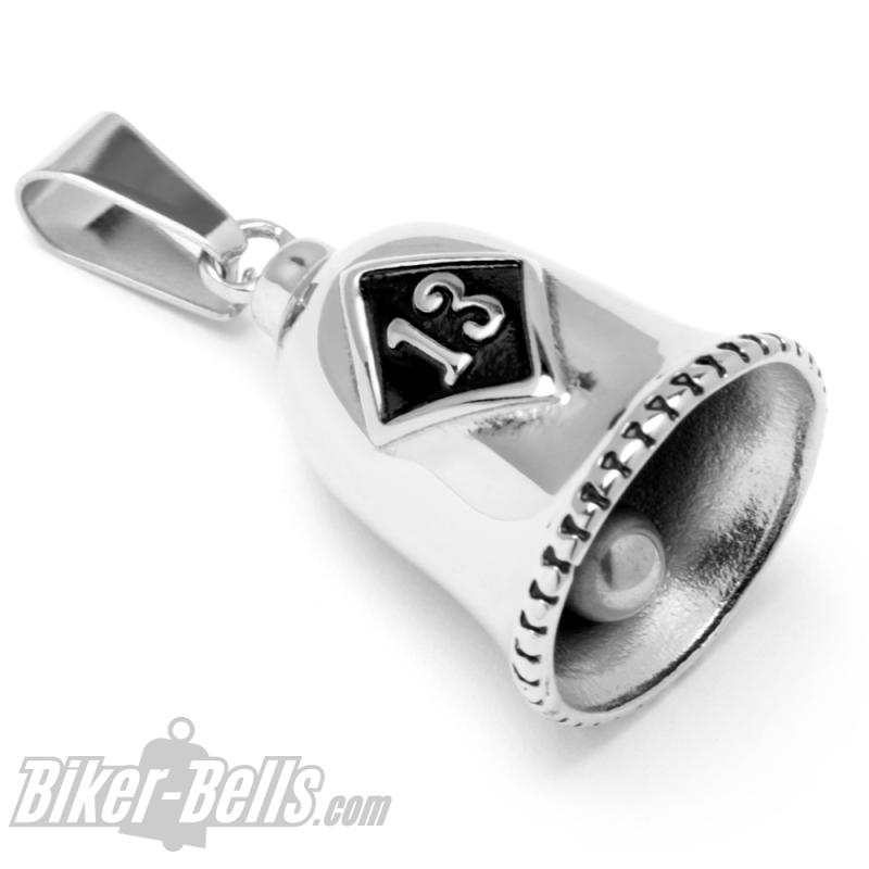 Lucky 13 Biker-Bell aus poliertem Edelstahl Motorrad Glücksbringer Glocke Geschenk