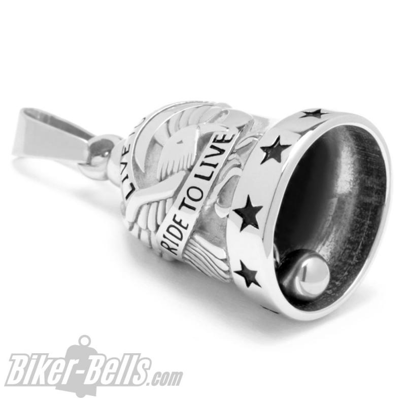 Live To Ride Biker-Bell mit Adler Edelstahl Motorrad-Glocke Glücksbringer Geschenk