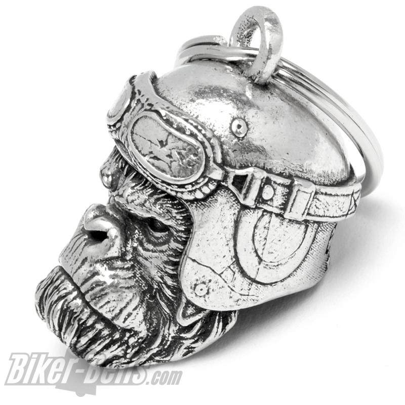 3D Gorilla mit Motorradhelm Glücksbringer Glocke Bravo Bell Affe Biker Geschenk