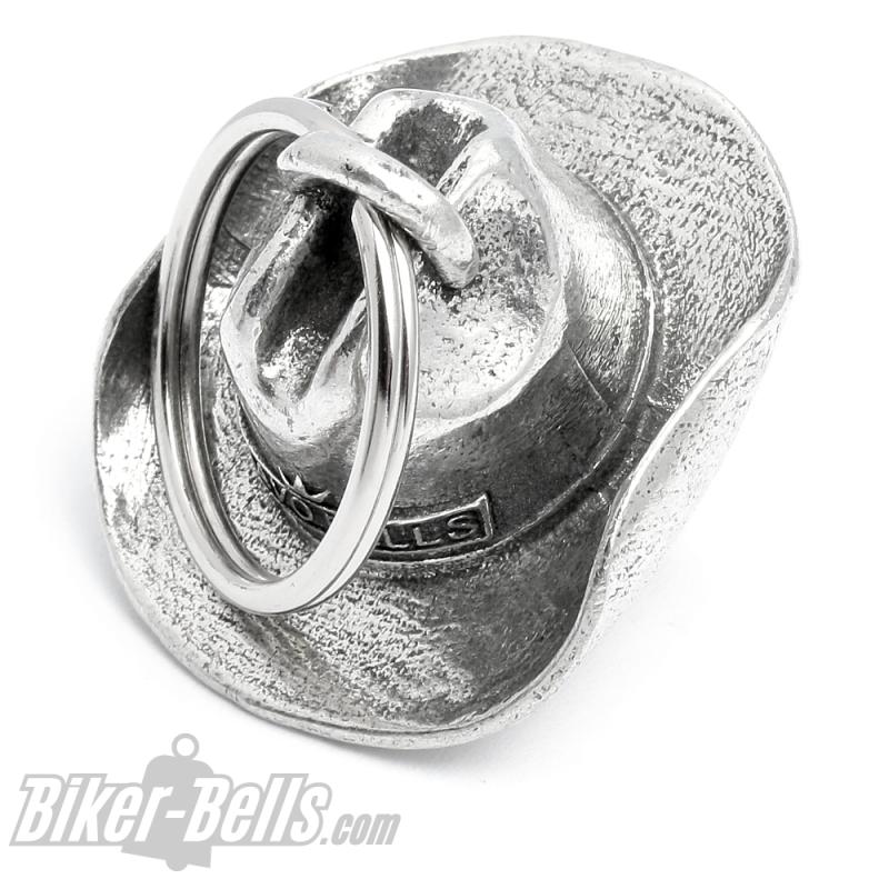 3D Totenkopf Biker-Bell mit Cowboy-Hut Schädel Motorrad Glücksbringer Geschenk