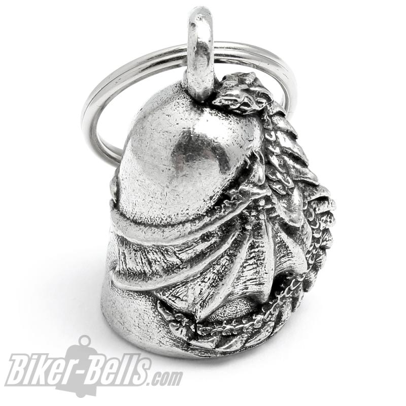 Detaillierte Drachen Biker-Bell Motorradfahrer Glücksbringer Glocke Geschenkidee Detaillierte Drachen Biker-Bell Motorradfahrer Glücksbringer Glocke Geschenkidee