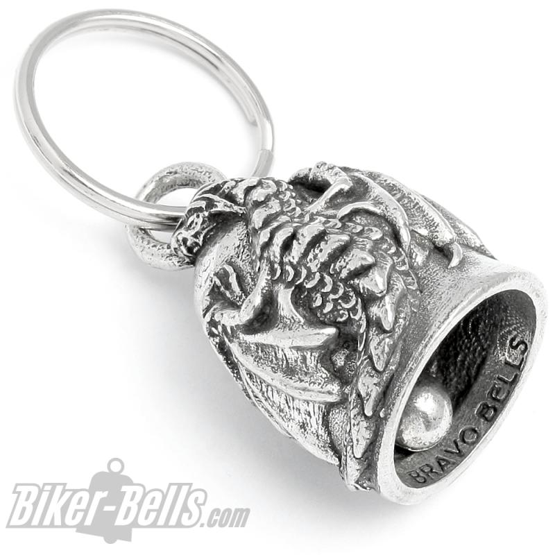 Detaillierte Drachen Biker-Bell Motorradfahrer Glücksbringer Glocke Geschenkidee Detaillierte Drachen Biker-Bell Motorradfahrer Glücksbringer Glocke Geschenkidee