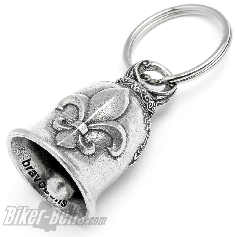 Decorated Biker Bell with Fleur de Lis Heraldic Lily Motorcyclist Gift Lucky Charm Decorated Biker Bell with Fleur de Lis Heraldic Lily Motorcyclist Gift Lucky Charm