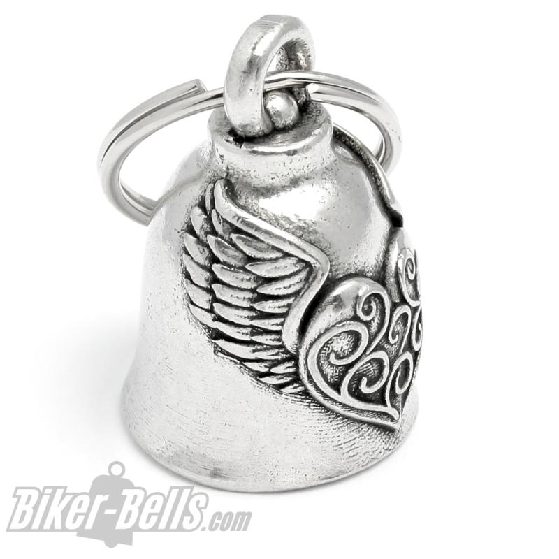 Verziertes Herz mit Flügel Motorrad Glücksbringer Glocke Geschenk für Biker Ladies Verziertes Herz mit Flügel Motorrad Glücksbringer Glocke Geschenk für Biker Ladies