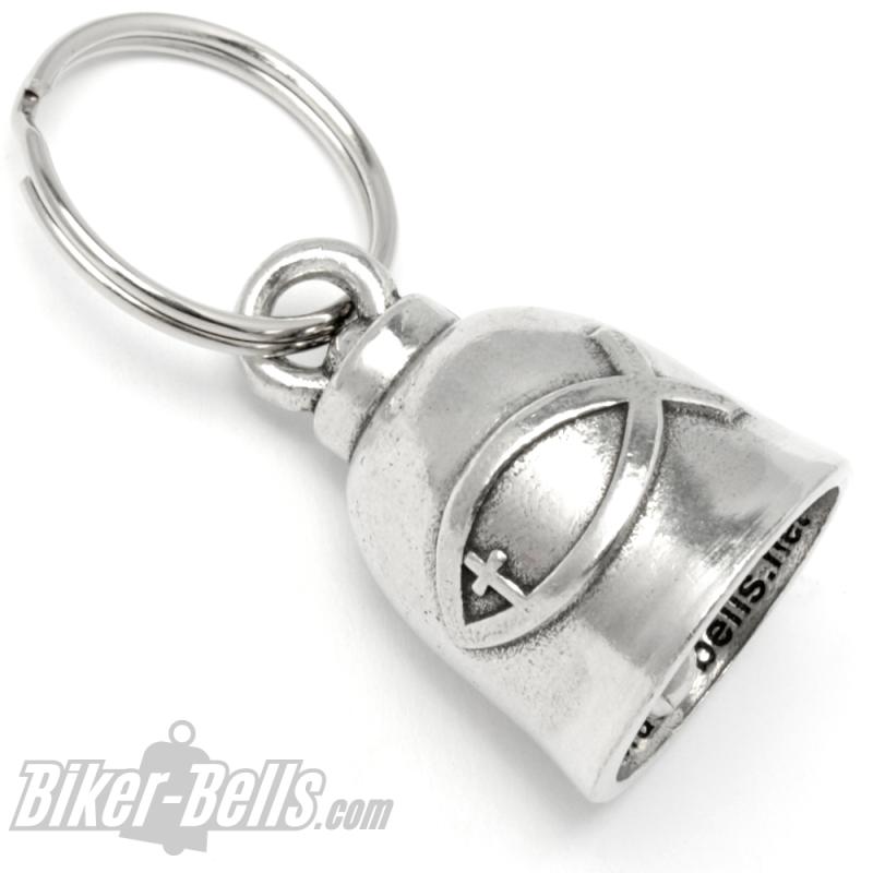 Ichthys Glücksbringer Glocke für Motorradfahrer Christlicher Fisch Biker-Bell