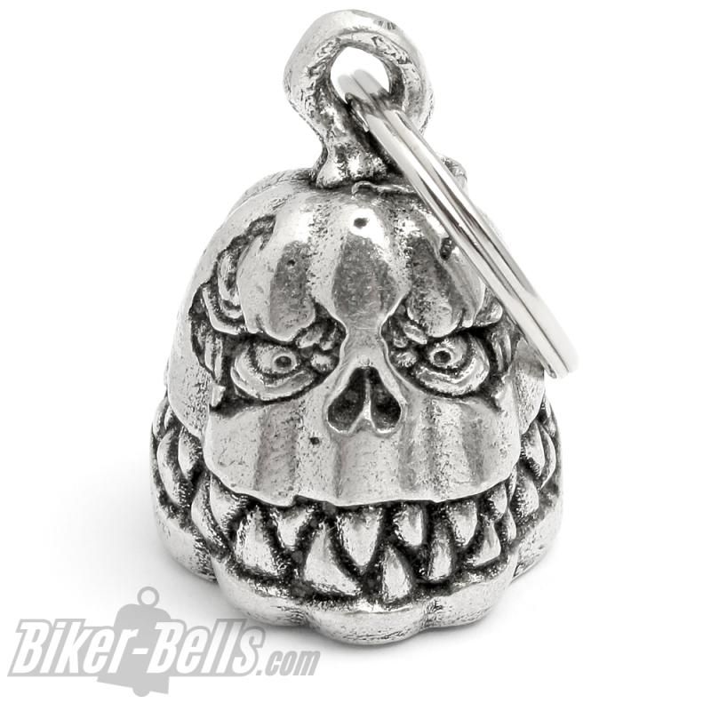 3D Gruseliger Halloween-Kürbis Biker-Bell Gremlin-Schreck Motorrad Schutzamulett