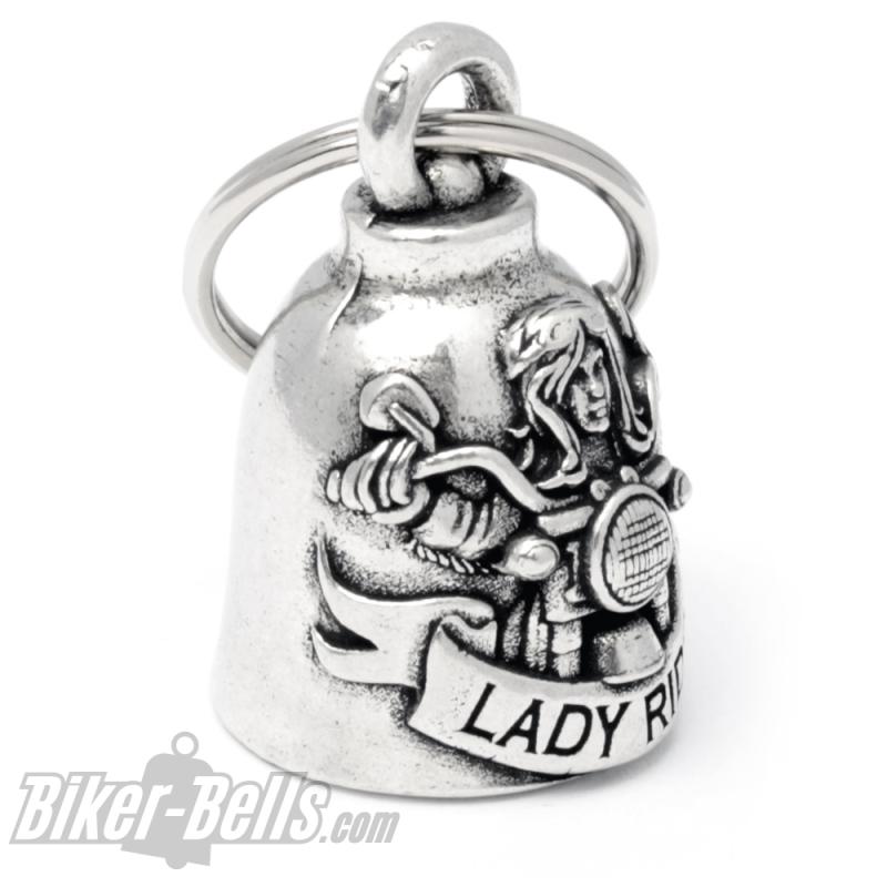 Lady Rider Biker-Bell mit Motorradfahrerin auf Motorrad Glücksbringer Geschenk Lady Rider Biker-Bell mit Motorradfahrerin auf Motorrad Glücksbringer Geschenk