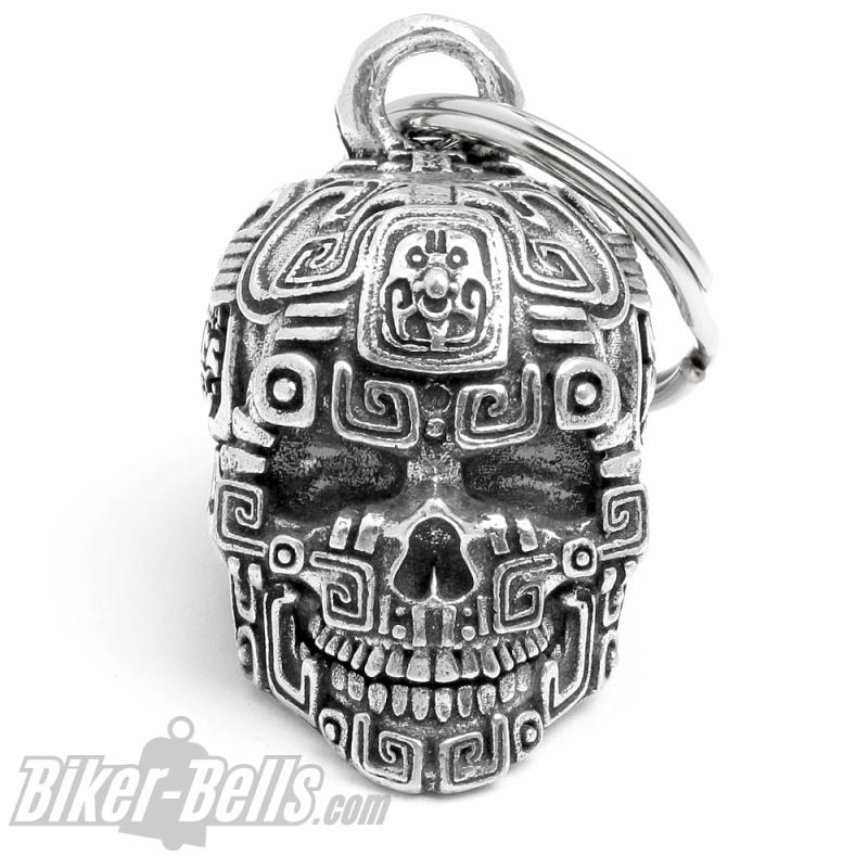 3D Maya Inka Azteken Totenkopf Biker-Bell Motorradfahrer Glücksbringer Geschenk 3D Maya Inka Azteken Totenkopf Biker-Bell Motorradfahrer Glücksbringer Geschenk