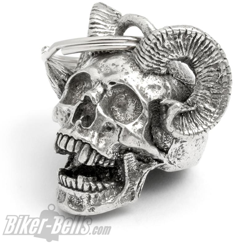 3D Monster-Totenkopf mit Hörner Schutzdämon Bikers-Bell Motorrad Glücksbringer