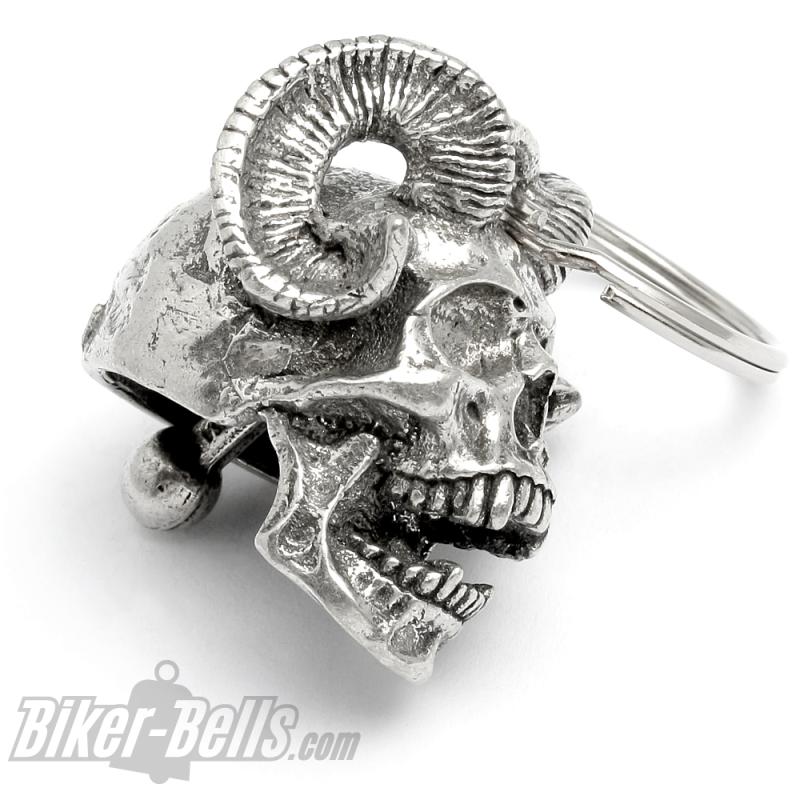 3D Monster-Totenkopf mit Hörner Schutzdämon Bikers-Bell Motorrad Glücksbringer