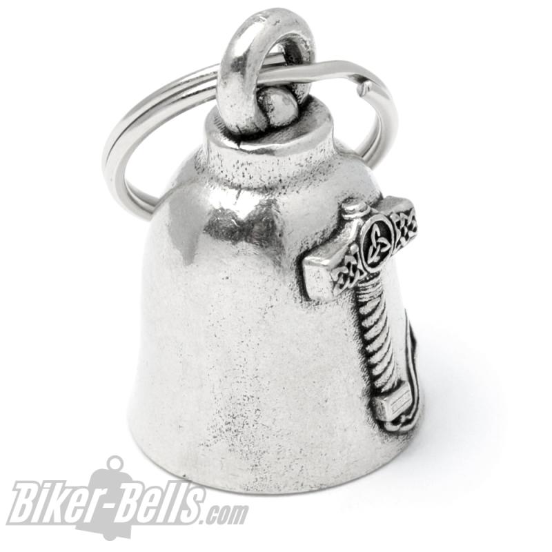 Biker-Bell mit Thors Hammer Mjölnir Glücksbringer für Motorradfahrer Geschenk