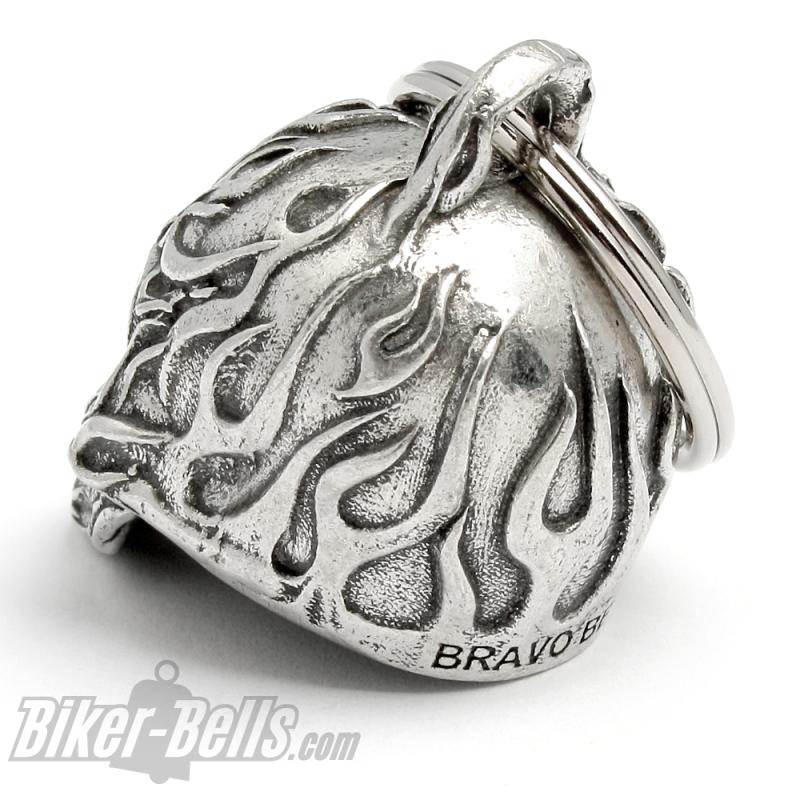 3D Totenkopf mit Flammen und roten Augen Motorrad Glücksbringer Diamond Bell Geschenk 3D Totenkopf mit Flammen und roten Augen Motorrad Glücksbringer Diamond Bell Geschenk