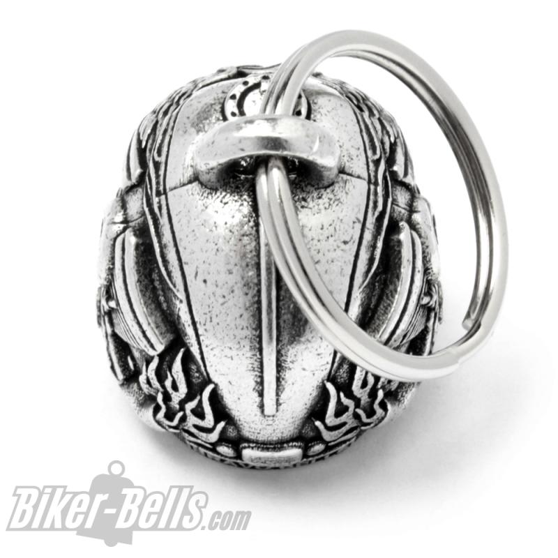 3D Motorhead Biker-Bell Totenkopf aus Motorradteilen mit Roten Terminator Augen 3D Motorhead Biker-Bell Totenkopf aus Motorradteilen mit Roten Terminator Augen