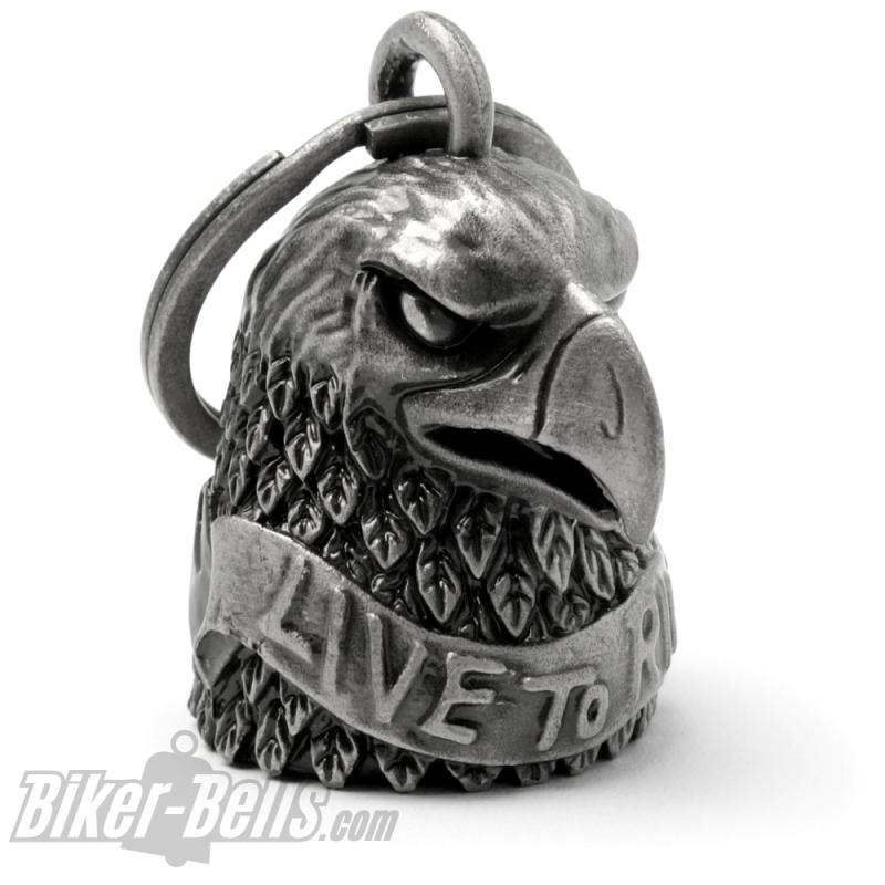 3D Adler mit Live To Ride Banner sehr detaillierter Adlerkopf Biker-Bell Geschenk