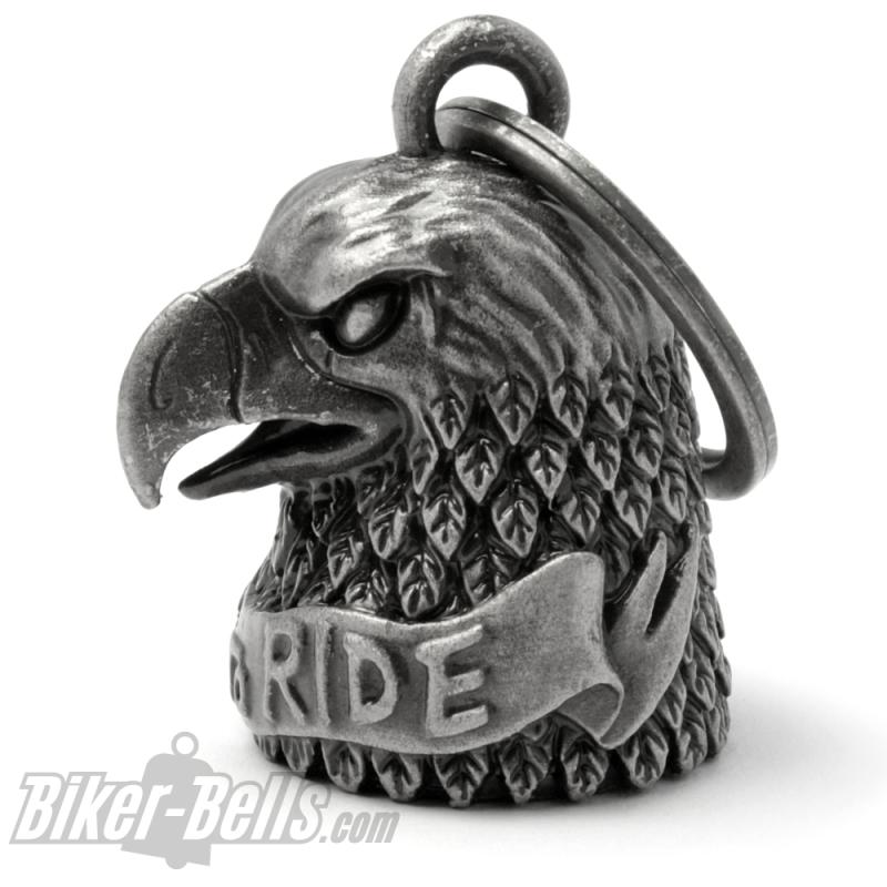 3D Adler mit Live To Ride Banner sehr detaillierter Adlerkopf Biker-Bell Geschenk