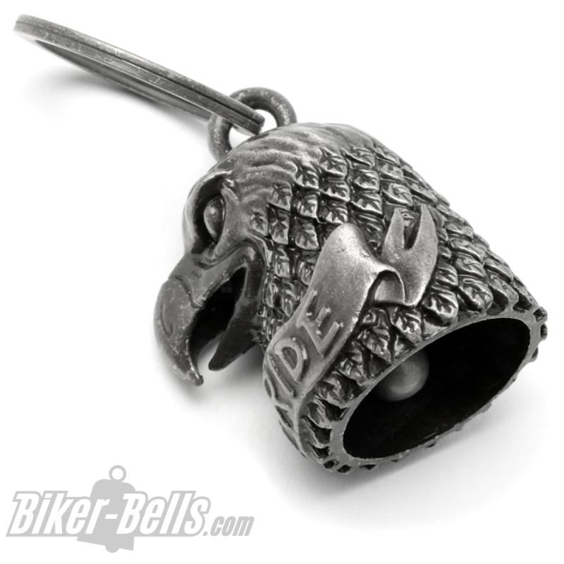 3D Adler mit Live To Ride Banner sehr detaillierter Adlerkopf Biker-Bell Geschenk