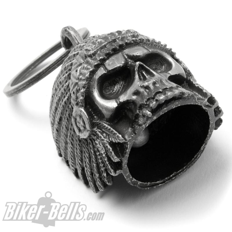 3D Indianer Häuptling Biker-Bell Motorradglocke mit Federschmuck Glücksbringer 3D Indianer Häuptling Biker-Bell Motorradglocke mit Federschmuck Glücksbringer
