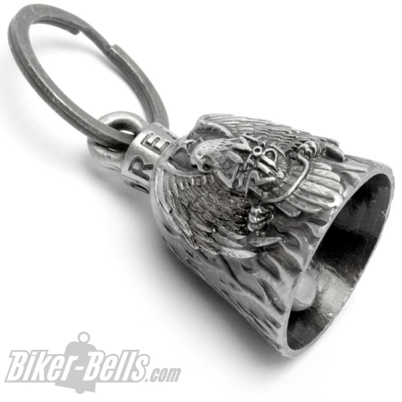 Live To Ride Biker-Bell mit großem Adler Motorrad-Glocke Glücksbringer Geschenk